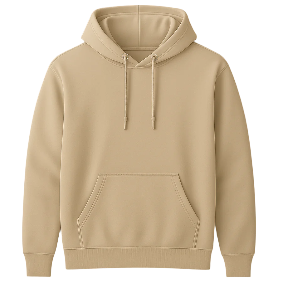 Beige hoodie on a white background