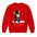 Red sweatshirt with a bear graphic and text on a white background