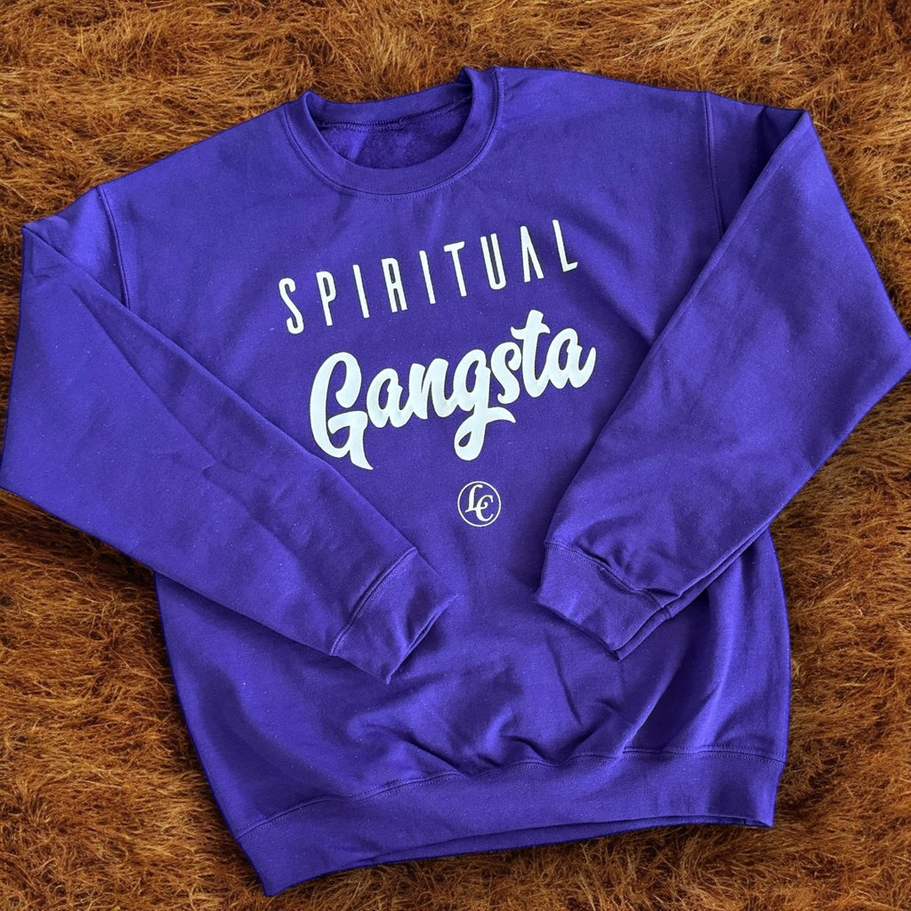 Purple Spiritual Gangsta Sweatshirt - motivational streetwear apparel by Lamir Collection