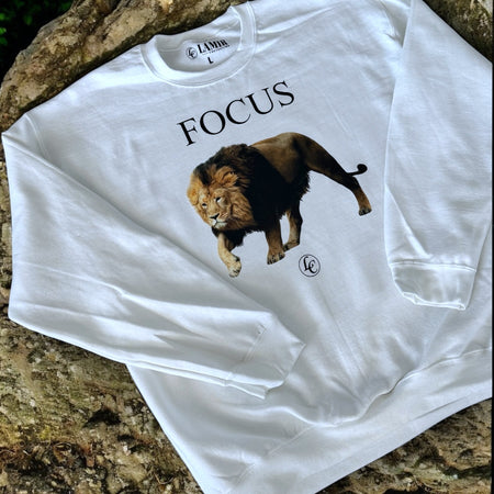 White Focus Sweatshirt - motivational streetwear apparel by Lamir Collection