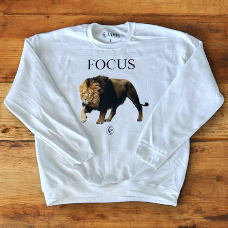 White Focus Sweatshirt - motivational streetwear apparel by Lamir Collection