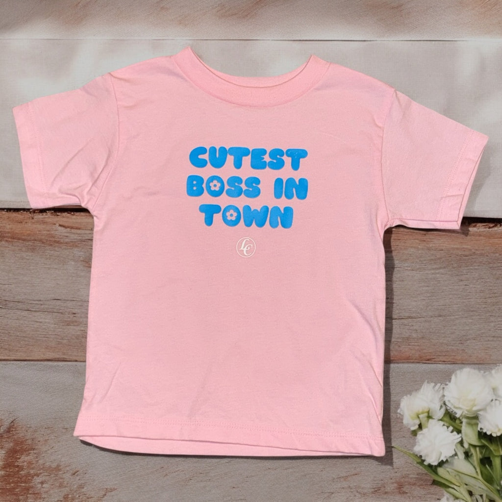 Pink Cutest Boss In Town Baby/Toddler Tee - motivational streetwear apparel by Lamir Collection