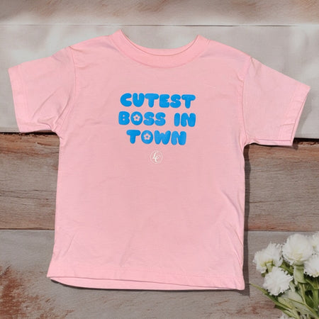 Pink Cutest Boss In Town Baby/Toddler Tee - motivational streetwear apparel by Lamir Collection