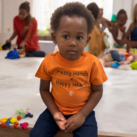 Orange Messy Hands Happy Heart Baby/Toddler Tee - motivational streetwear apparel by Lamir Collection