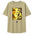 Beige t-shirt with a graphic design of a woman's face and geometric shapes on a white background