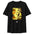 Black t-shirt with a graphic design of a woman's face and geometric shapes on a white background