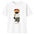 White t-shirt with a teddy bear graphic wearing a face mask and sunglasses on a white background