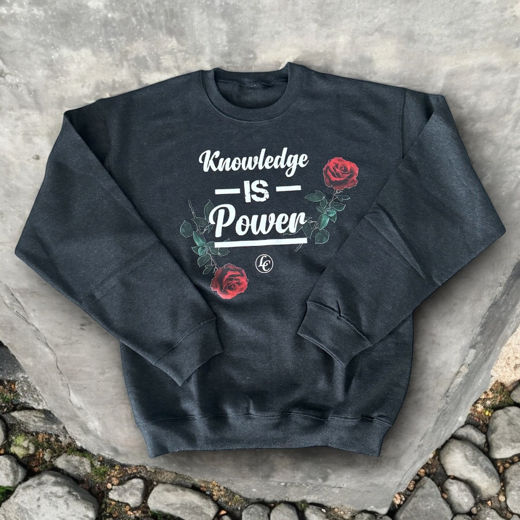 Charcoal Knowledge Is Power - motivational streetwear apparel by Lamir Collection
