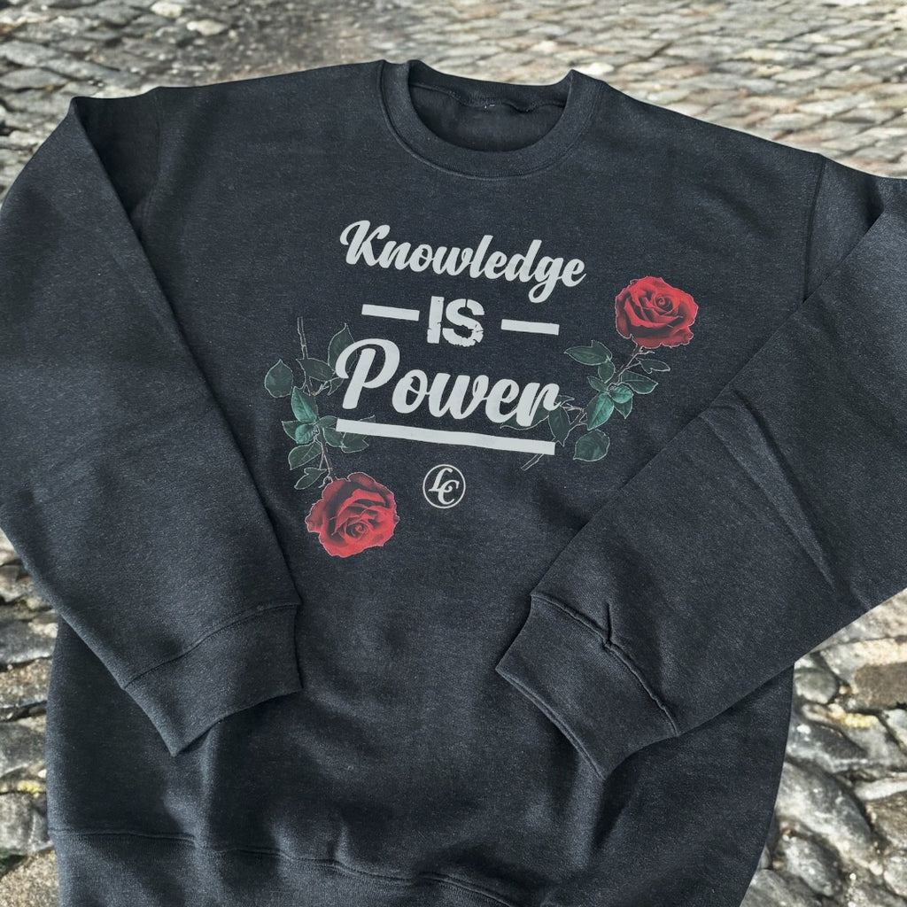 Charcoal Knowledge Is Power - motivational streetwear apparel by Lamir Collection