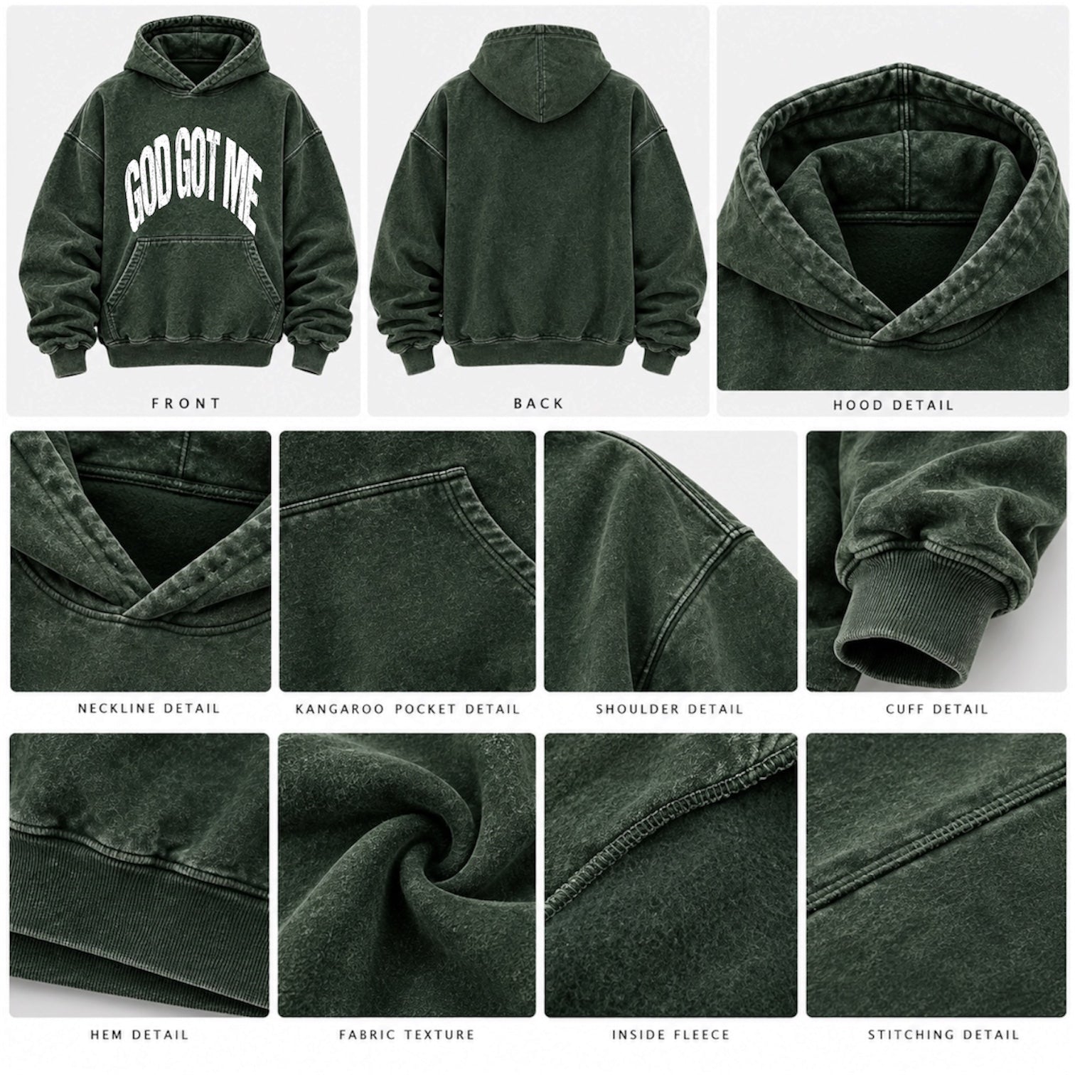 God Got Me Oversized Vintage Hoodie