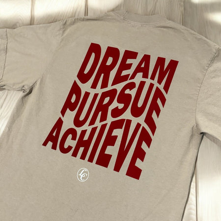Beige Dream Pursue Achieve Short Sleeve Tee - motivational streetwear apparel by Lamir Collection