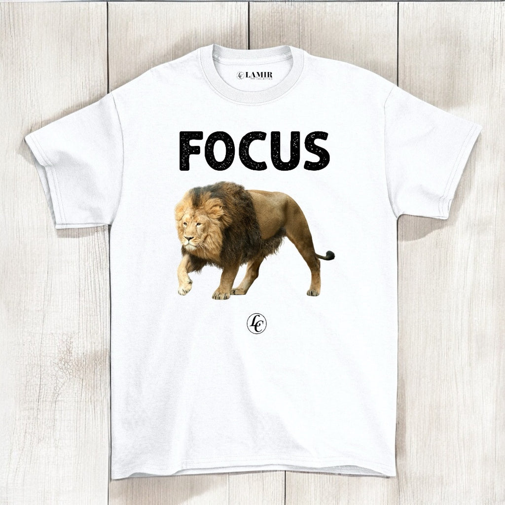 White Focus Short Sleeve Tee - motivational streetwear apparel by Lamir Collection