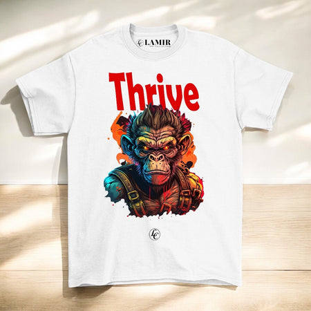 White Thrive Short Sleeve Tee - motivational streetwear apparel by Lamir Collection