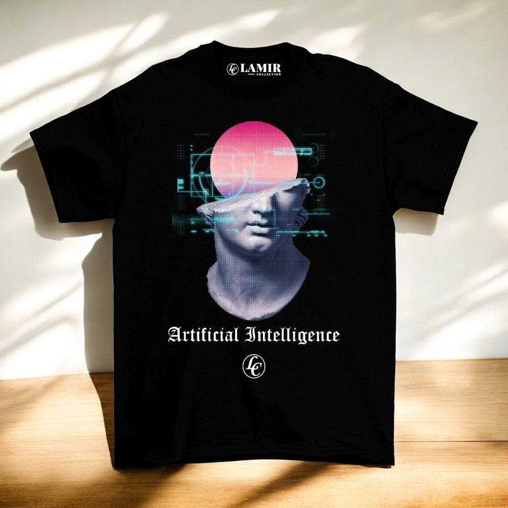 Black Artificial Intelligence Short Sleeve Tee - motivational streetwear apparel by Lamir Collection