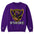 Purple sweatshirt with raven logo and 'B' MORE' text on a white background