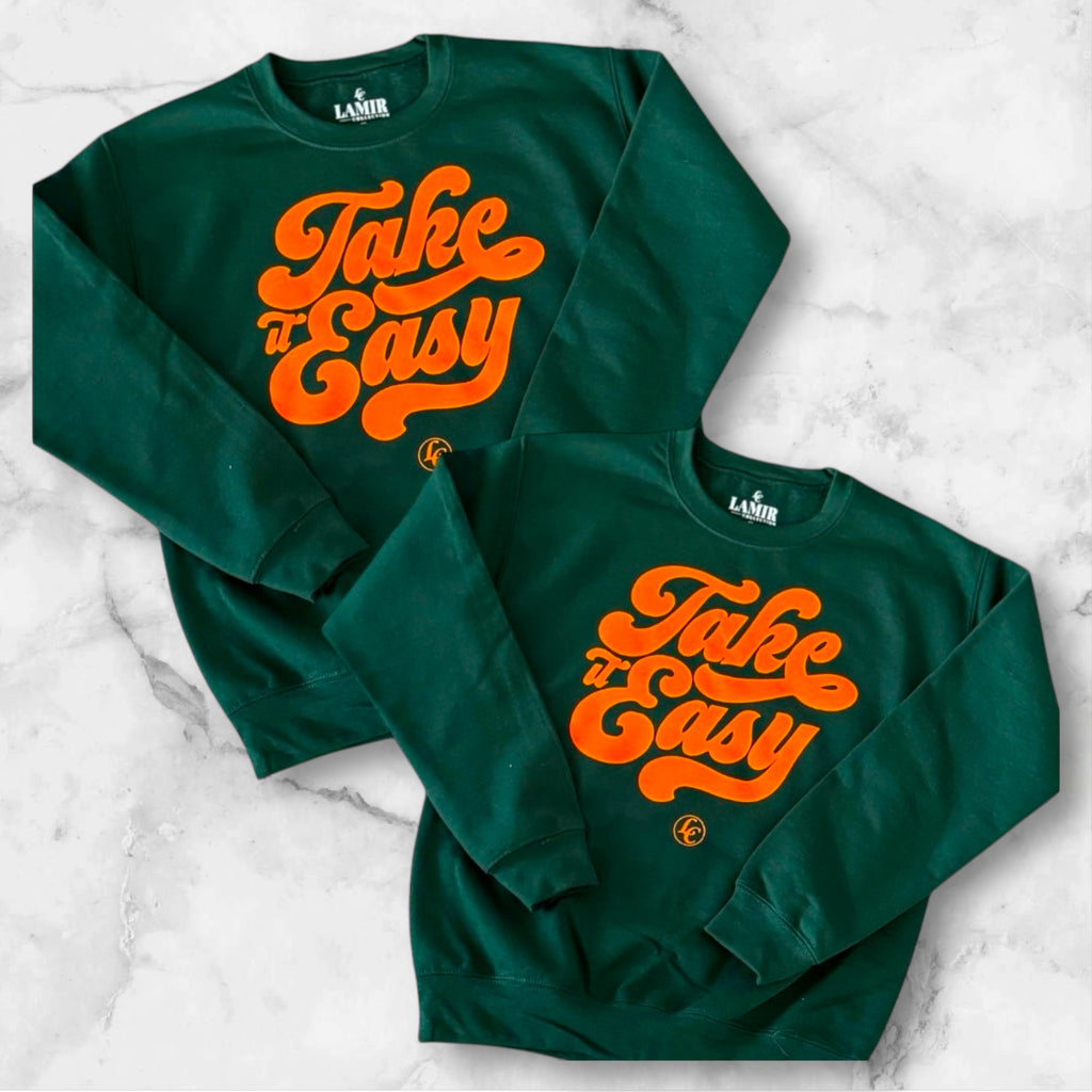 Forest-green Take It Easy Sweatshirt - motivational streetwear apparel by Lamir Collection