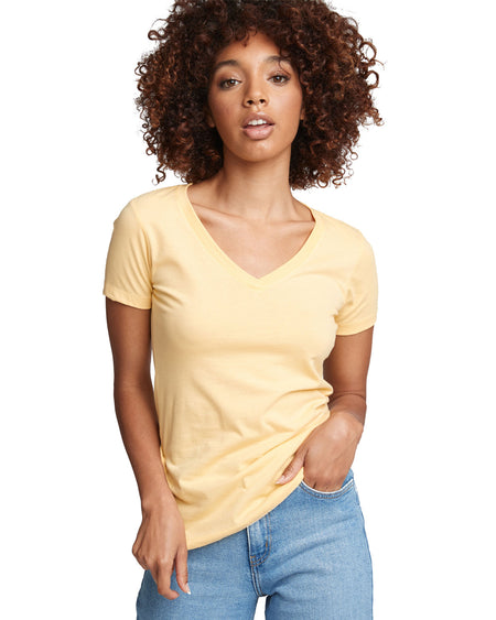 Yellow Women's Relaxed Basic V-neck Tee - motivational streetwear apparel by Lamir Collection