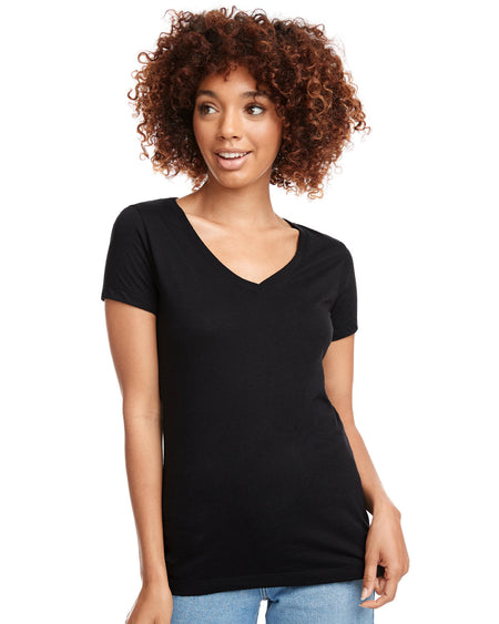 Black Women's Relaxed Basic V-neck Tee - motivational streetwear apparel by Lamir Collection