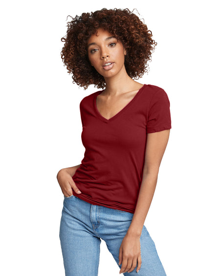 Maroon Women's Relaxed Basic V-neck Tee - motivational streetwear apparel by Lamir Collection