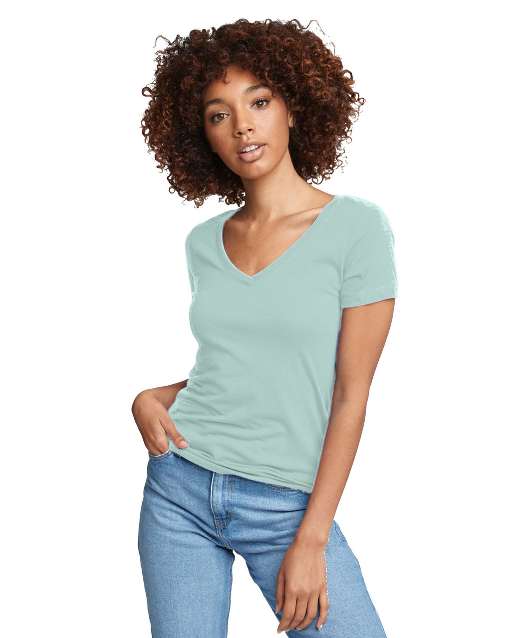 Mint Women's Relaxed Basic V-neck Tee - motivational streetwear apparel by Lamir Collection